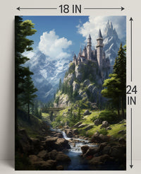 Enchanted Mountain Castle Poster PosterGoat