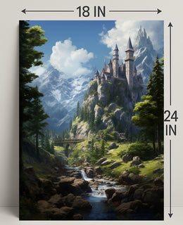 Enchanted Mountain Castle Poster PosterGoat