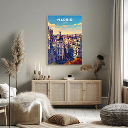 Madrid Skyline at Sunset Modern Travel Poster