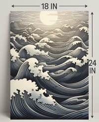Ocean Waves At Sunset Poster PosterGoat