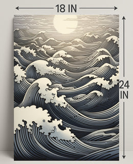 Ocean Waves At Sunset Poster PosterGoat
