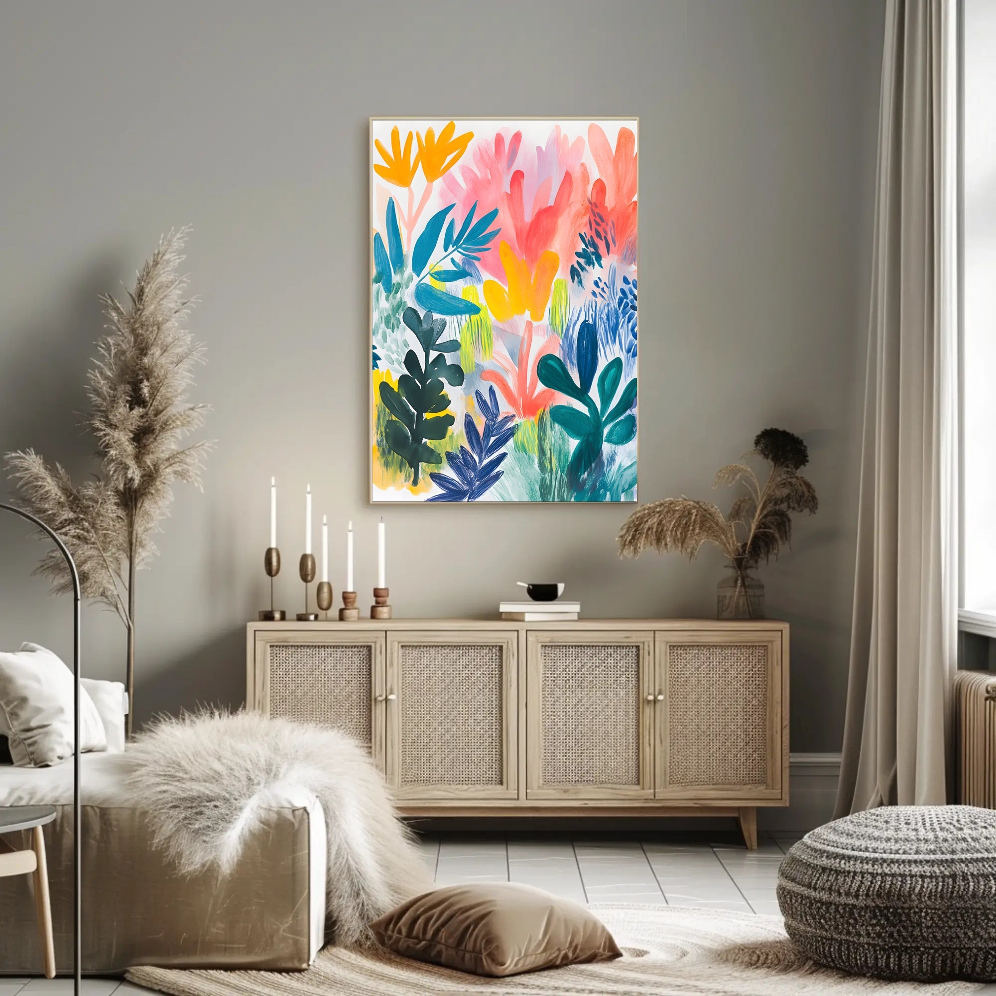 Abstract Foliage Poster Wall Art with Vibrant Colors