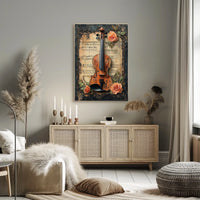 Vintage Violin Illustration, Artistic Poster
