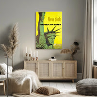 New York City Skyline Poster Vintage Travel Wall Art