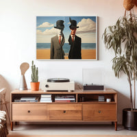 Duality in Suits: Surreal Artistic Poster
