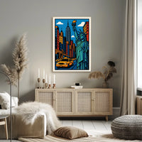 New York City Poster Modern Vibrant Urban Scene Wall Art