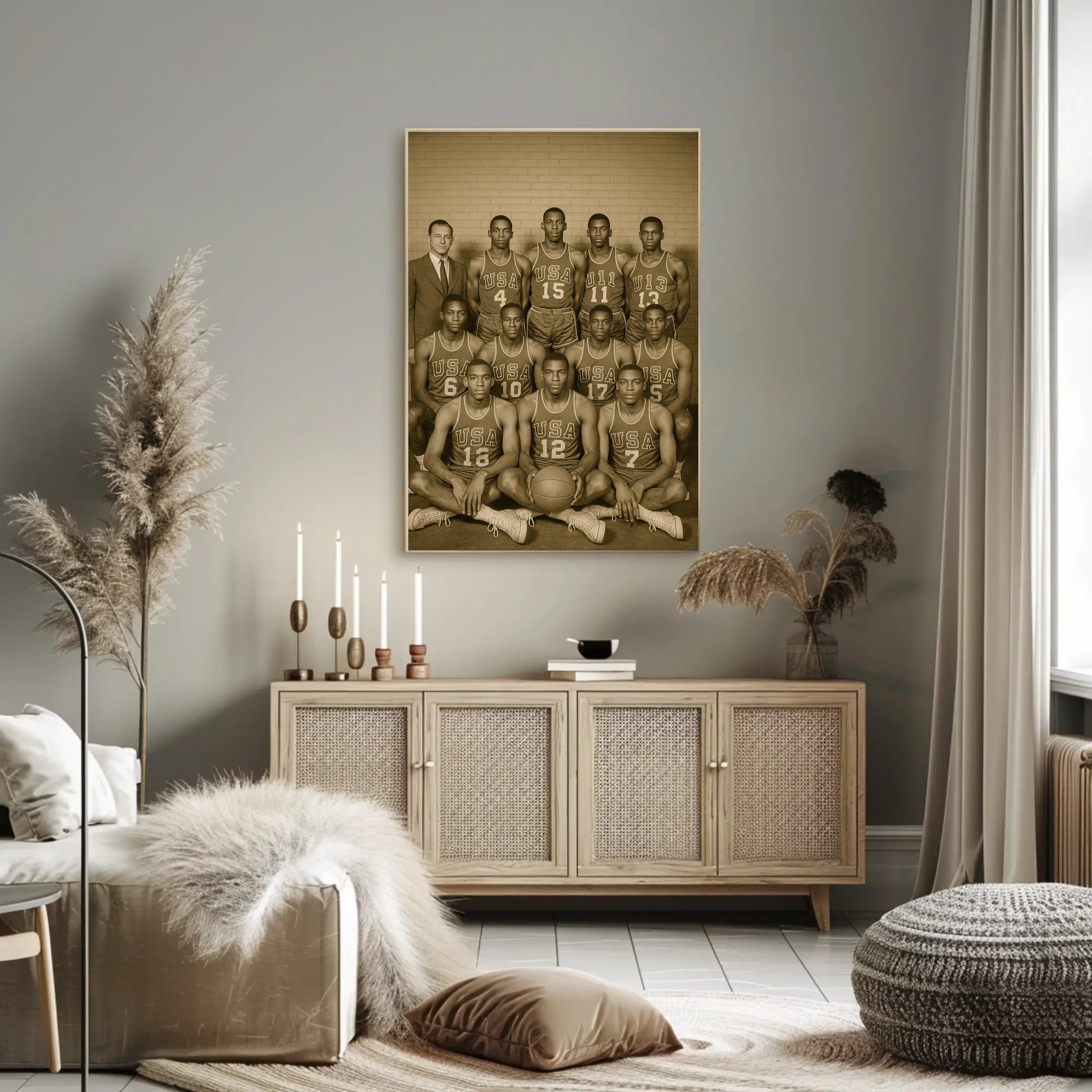 USA Basketball Team Portrait Poster Vintage Sports Print
