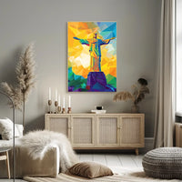 Vibrant Geometric Christ the Redeemer Art Poster