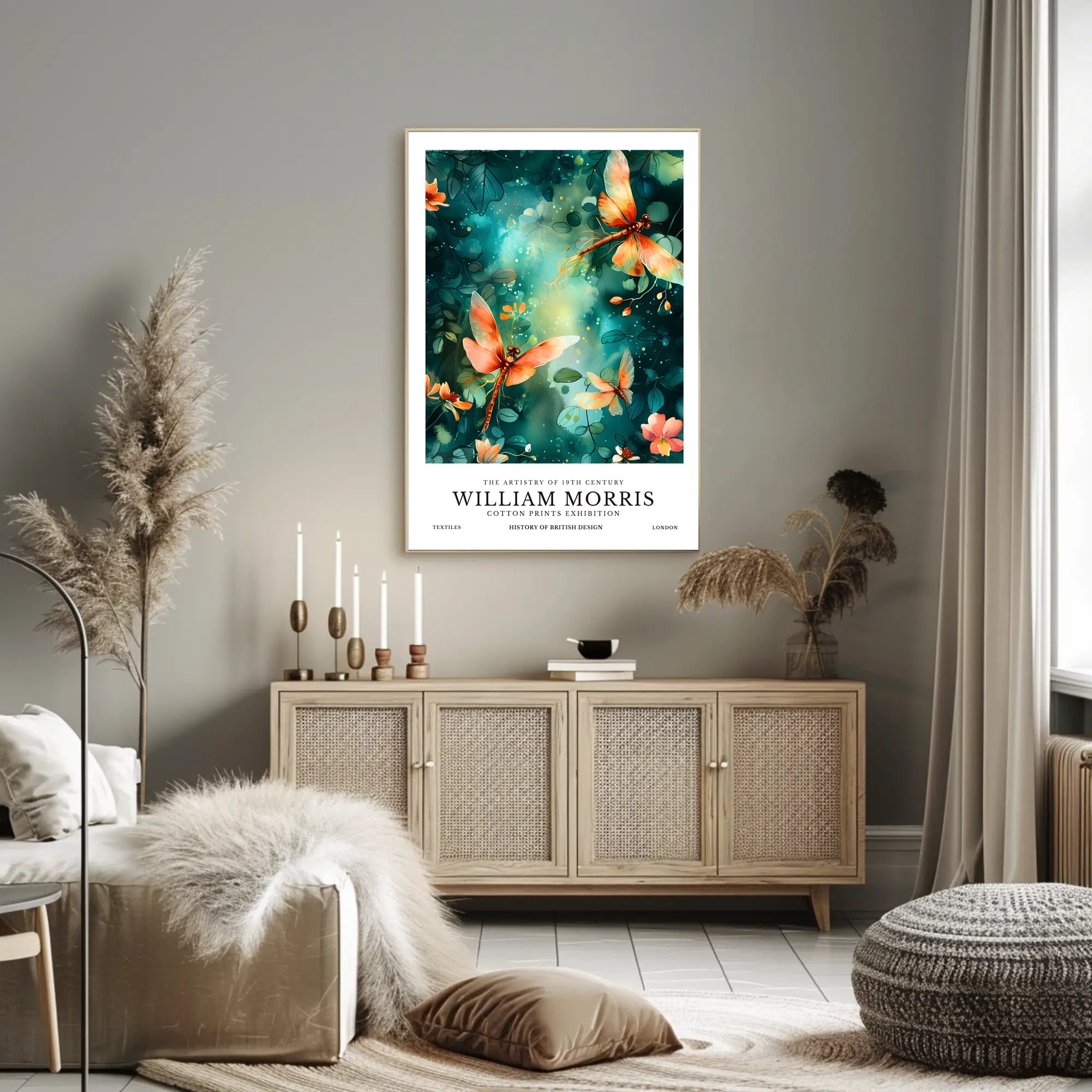 William Morris Inspired Art Nouveau Floral Artistic Poster