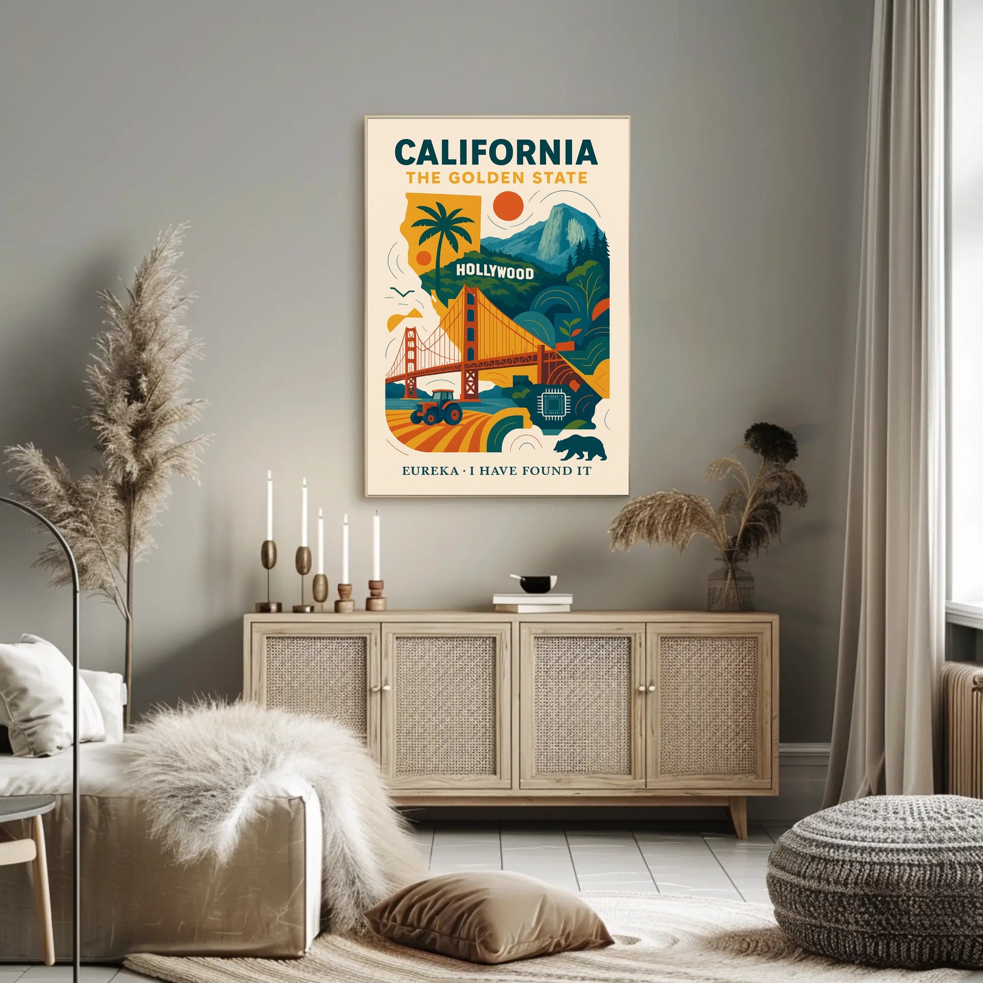 California The Golden State Wall Art Print PosterGoat