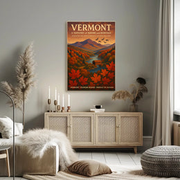 Vermont Scenic Wall Art Poster Vintage Travel Print