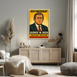 George W. Bush 43rd President of the United States Inked Comic Style Poster