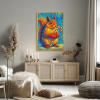Festive Squirrel With Candy Cane Poster