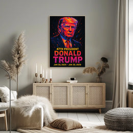 Trump Modern Resolve Neon Futurism Poster
