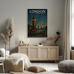 London's Iconic Landmarks Vintage Travel Poster Art