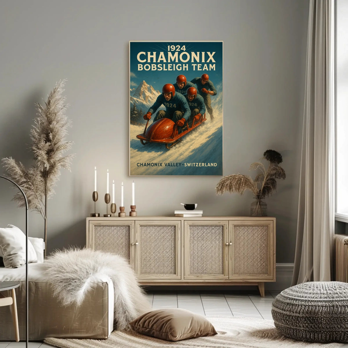 1924 Chamonix Bobsleigh Team Poster