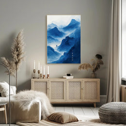 Tranquil Blue Mountains Art Print Poster for Home Decor and Nature Lovers PosterGoat