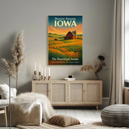 Iowa Heartland Vintage Travel Poster
