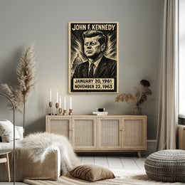 John F. Kennedy 35th President of the United States B & W Comic Sketch Poster