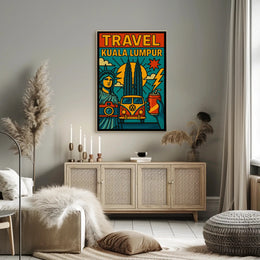 Kuala Lumpur Adventure Retro Travel Poster
