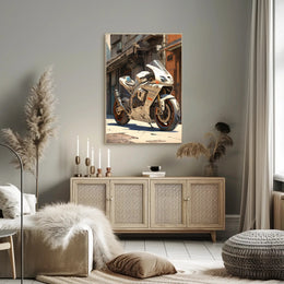 Futuristic Motorcycle In Urban Alley Poster PosterGoat