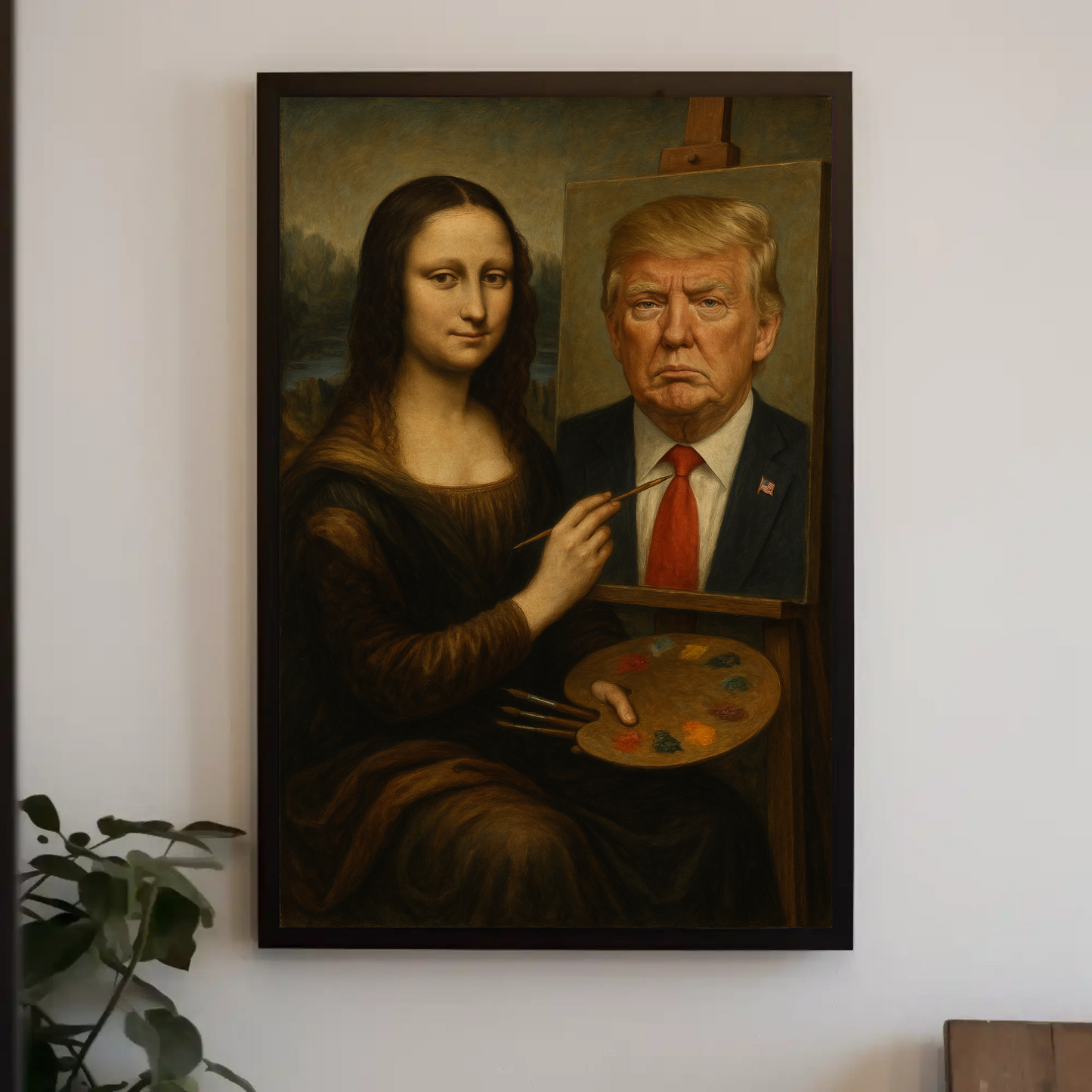 Mona Lisa Paints Trump Historical Parody Poster