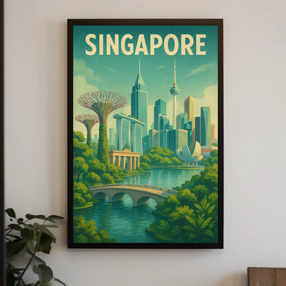 Singapore Marina Bay Gardens Travel Poster