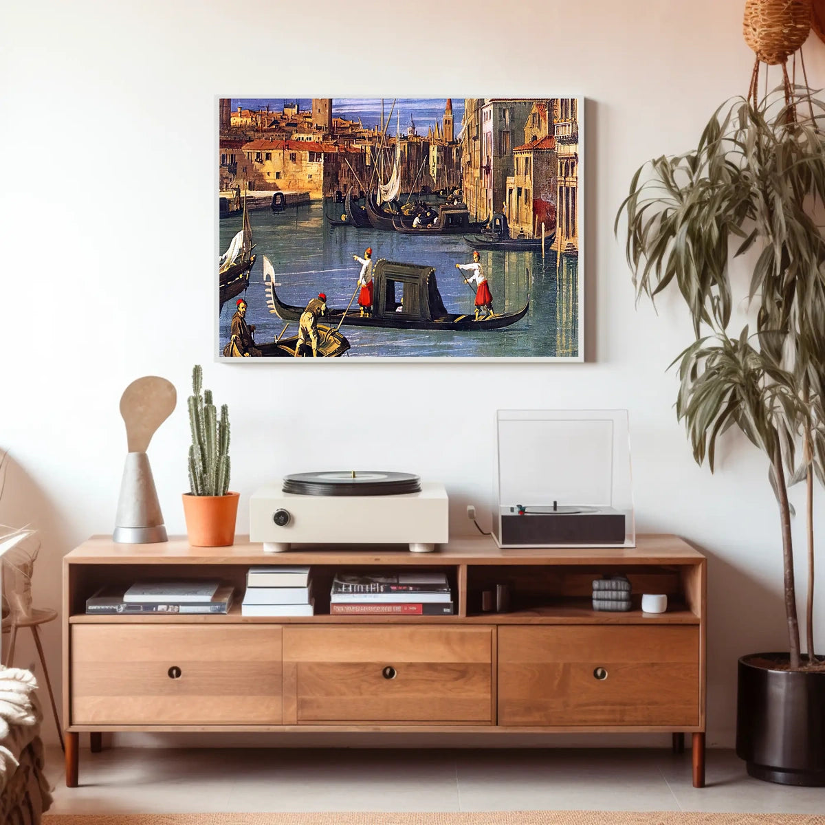 Venetian Gondolas in Vibrant Waterway Cultural or Heritage Poster