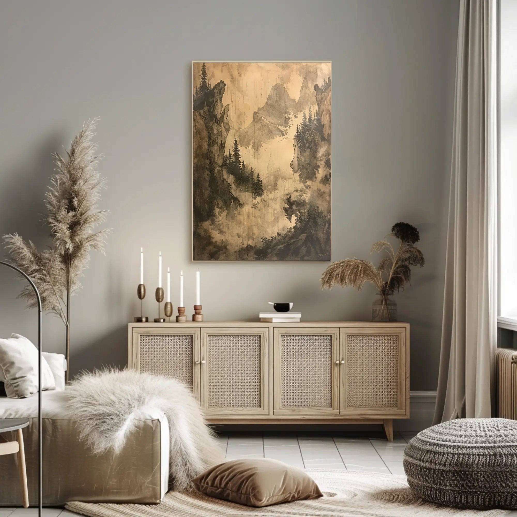 Misty Mountain Landscape Poster
