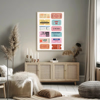 Nostalgic Vintage Ticket Collage for Retro Entertainment Poster PosterGoat