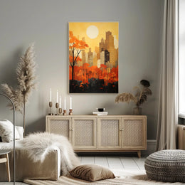 Cityscape Meets Nature in Vibrant Urban Artistry Poster