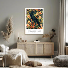Victorian Blackbird Elegance: Ornate Arts and Crafts Poster