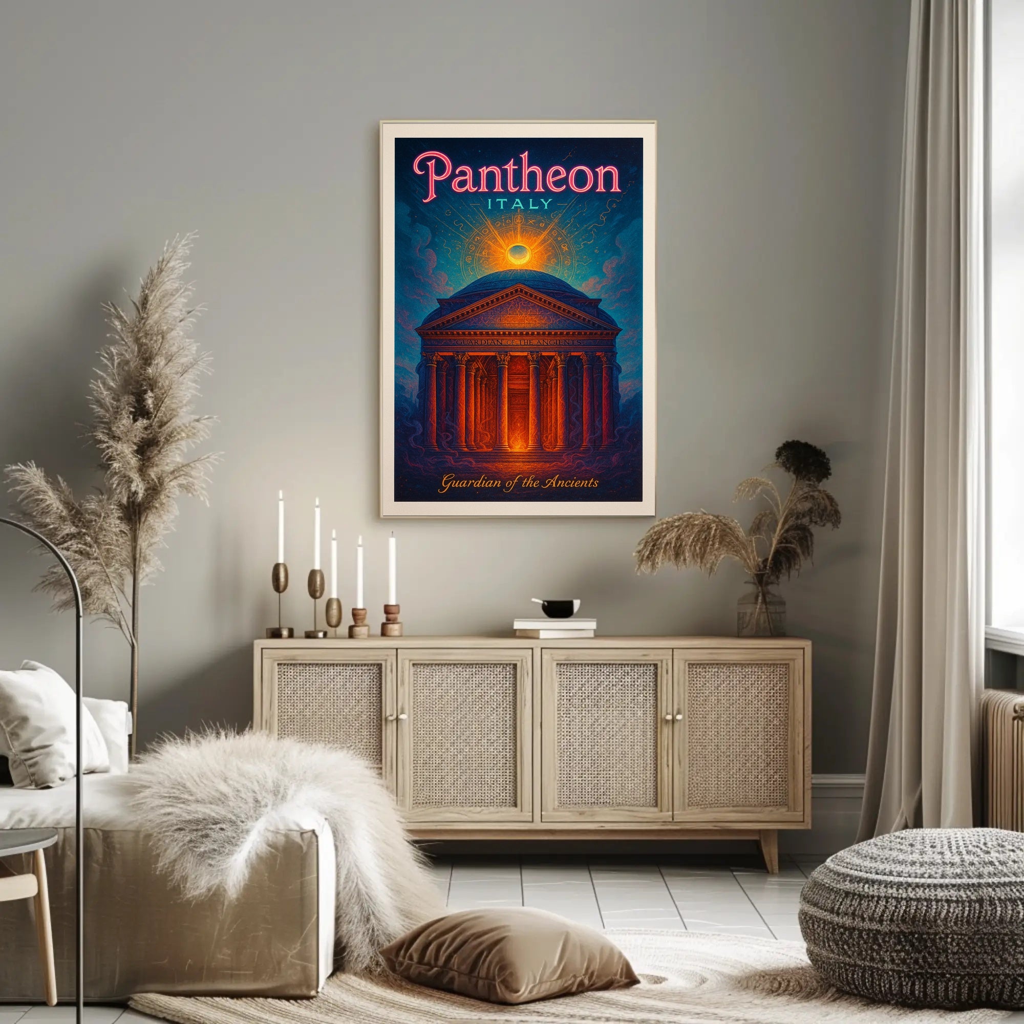 Pantheon Travel Poster Vintage Architecture Print