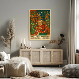 Mrs. Claus Knitting For The Reindeer Poster