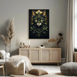 Majestic Cat in Mystical Geometric Nature Poster
