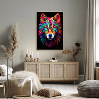 Vibrant Wolf Art Poster PosterGoat