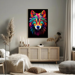 Vibrant Wolf Art Poster PosterGoat