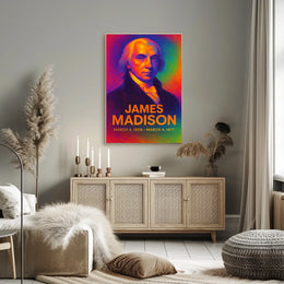 James Madison 4th President of the United States Neon Gradient Overlay Poster