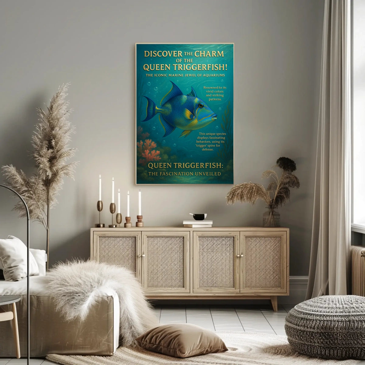 Queen Triggerfish Underwater Splendor Animal Poster