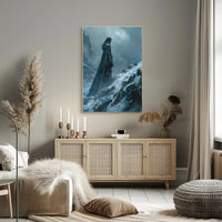 Solitary Warrior in Snow: Epic Fantasy or Mythology Poster PosterGoat