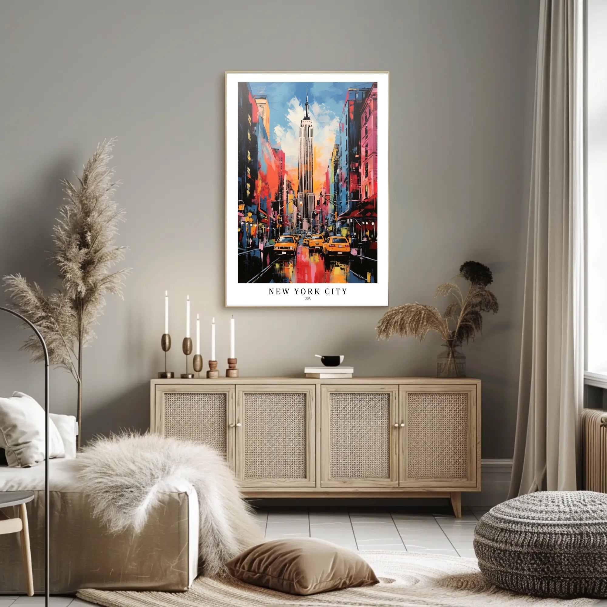 New York City Skyline Vibrant Urban Cityscape Poster PosterGoat