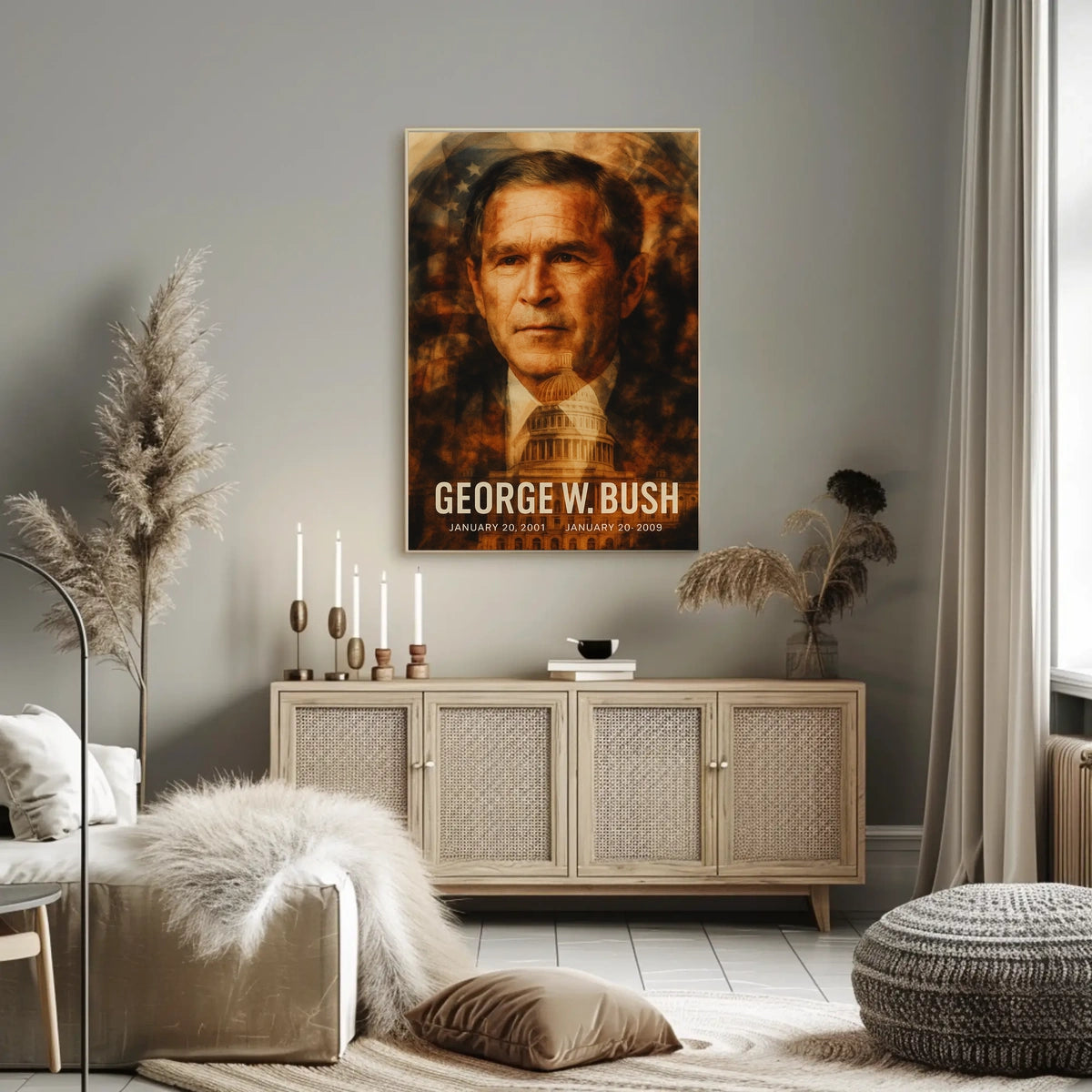 George W. Bush 43rd President of the United States Double Exposure Poster