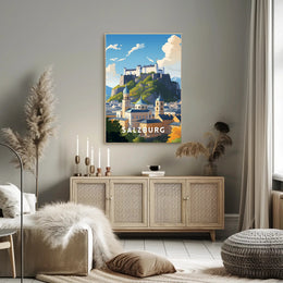 Salzburg Fortress Scenic Print Travel Poster