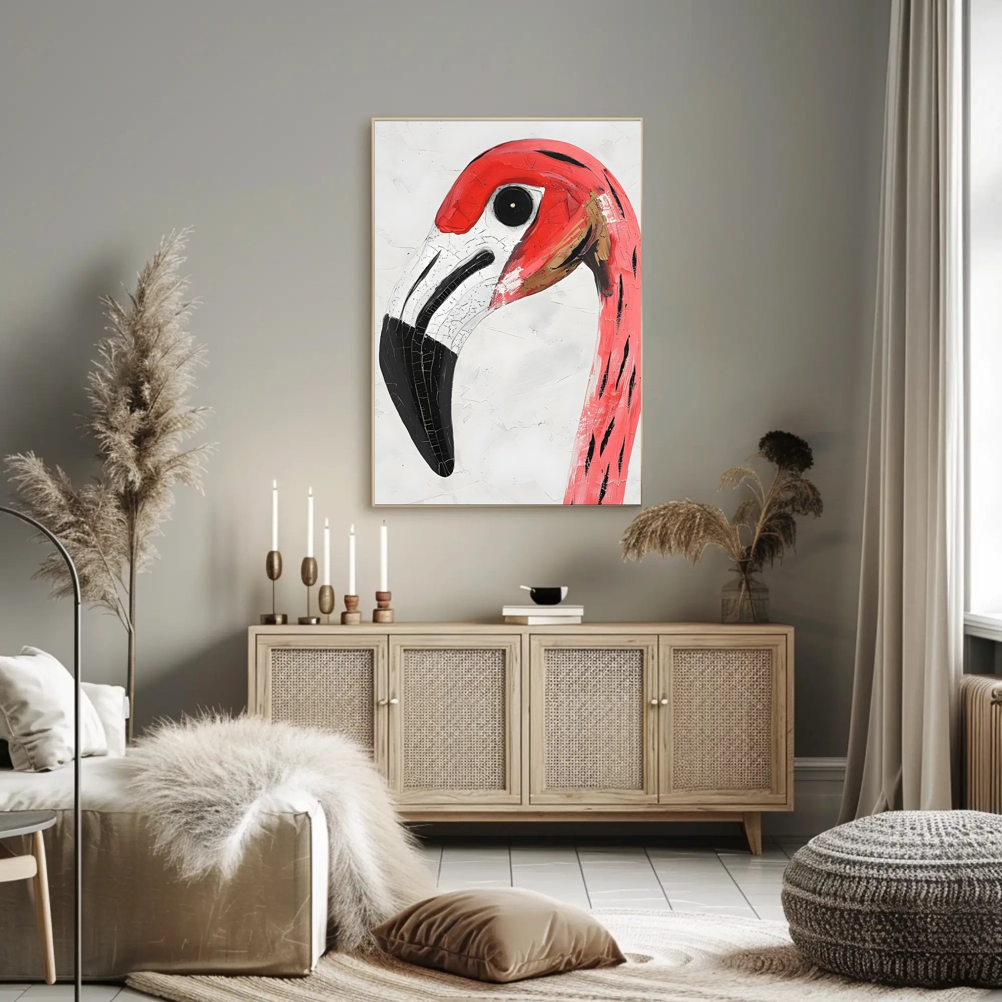 Flamingo Poster Vibrant Portrait Modern Tropical Wall Art
