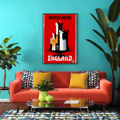 American Airlines England Travel Poster
