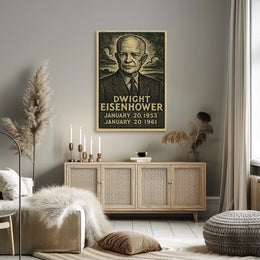 Dwight Eisenhower Vintage Linocut Portrait Poster