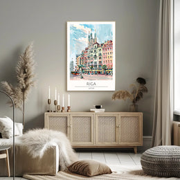 Riga Cityscape Illustration Poster PosterGoat