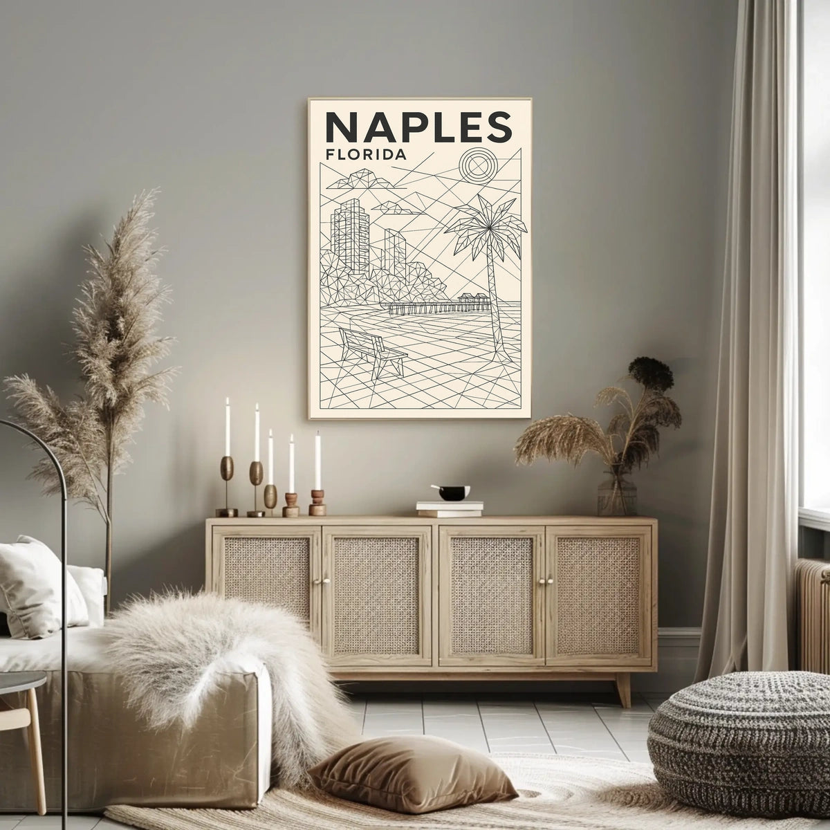 Naples Florida Geometric Coastal Art Poster 18x24 Print