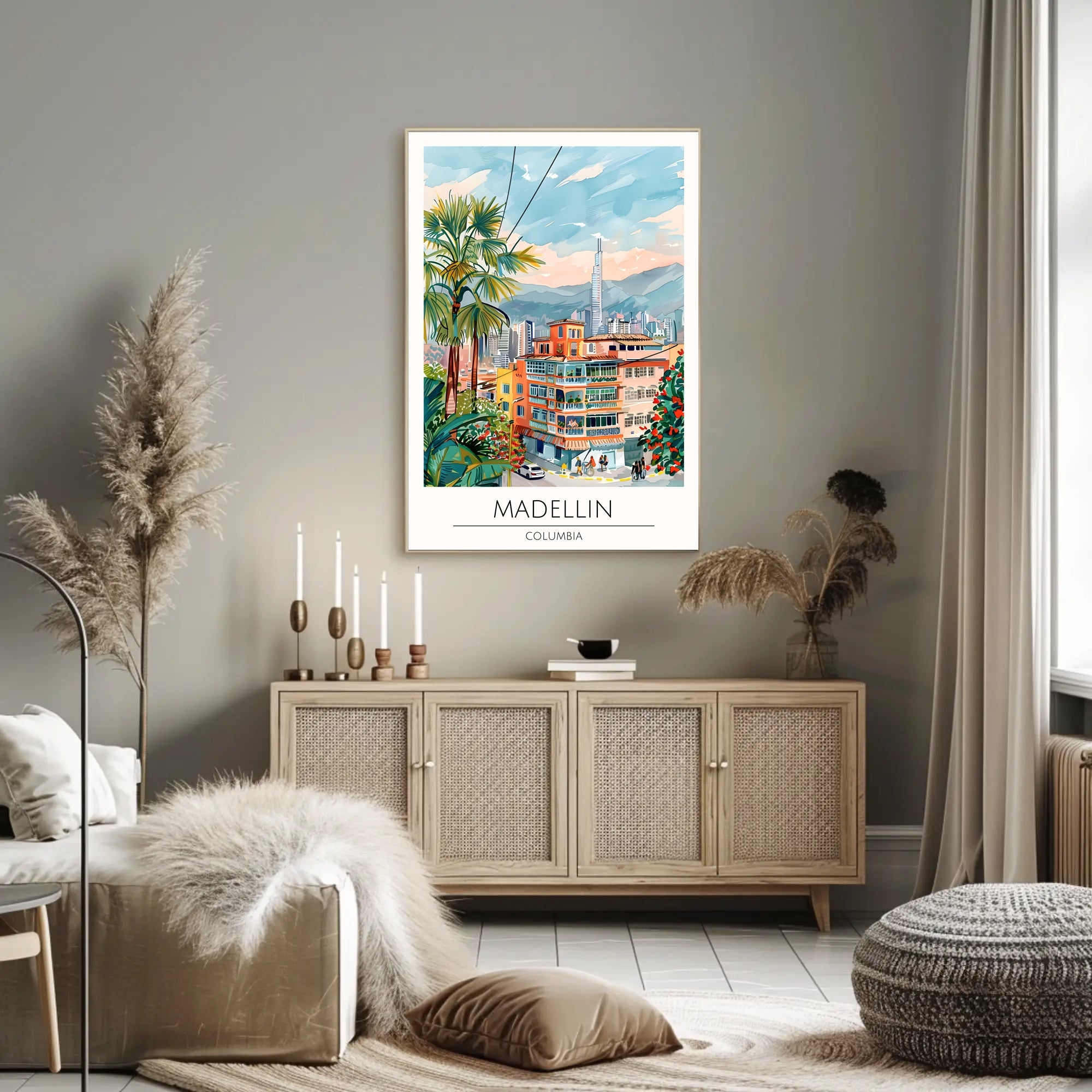 Medellin Cityscape Poster PosterGoat