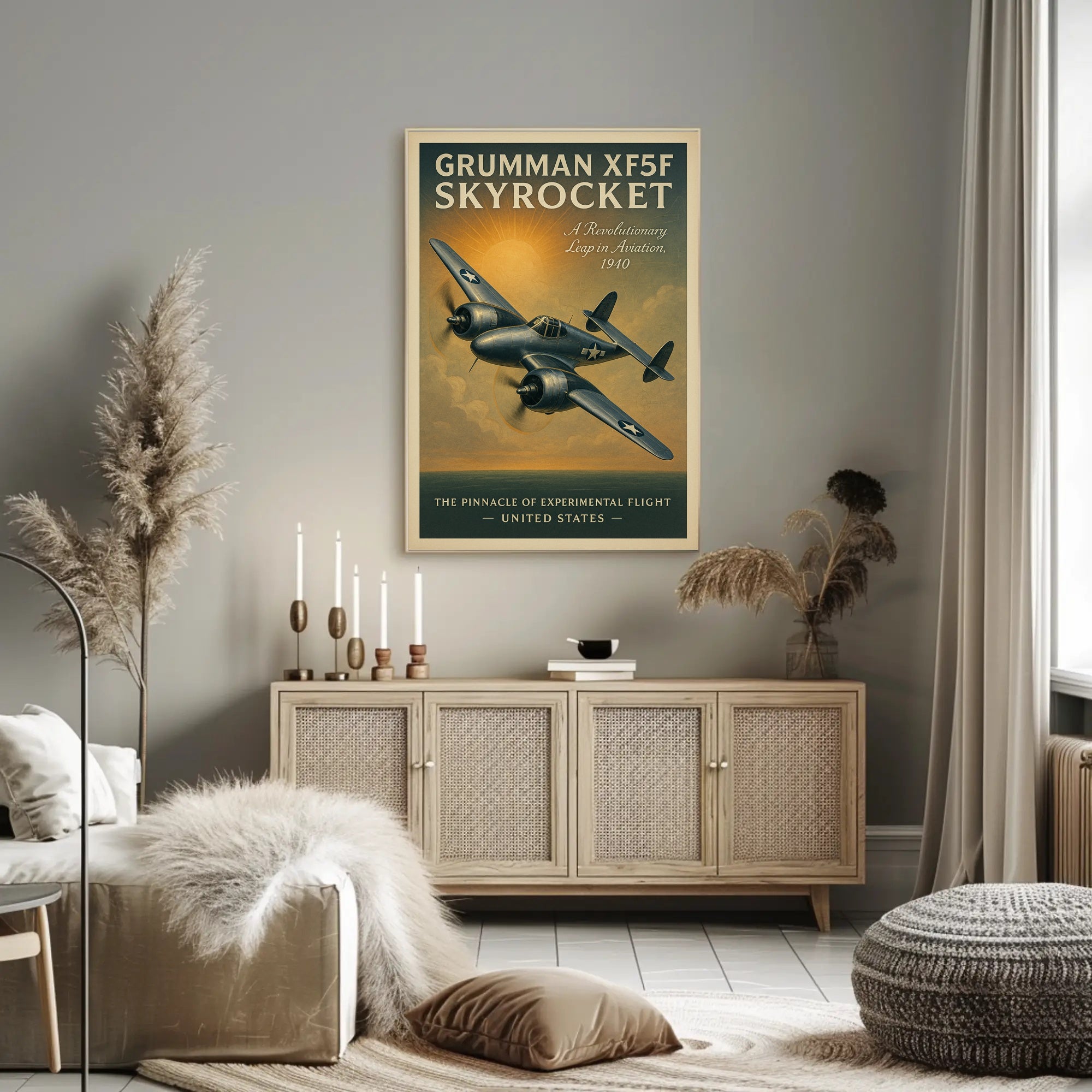 Grumman XF5F Skyrocket Vintage Aviation Poster